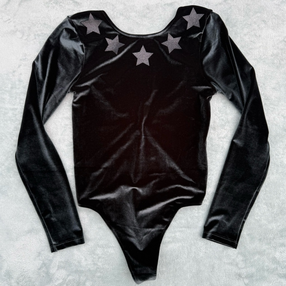 Victoria's Secret Sport velvet bodysuit with glitter stars